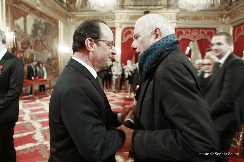 Julia Kristeva - Commandeur de la Légion d'honneur - Philippe Sollers et François Hollande, photo Sophie Zhang